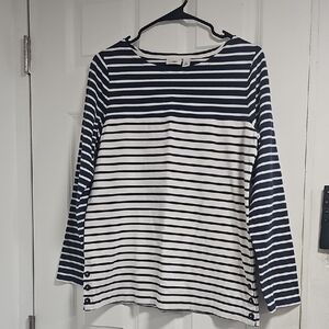 L.L. Bean Navy and White Striped Long Sleeve Top